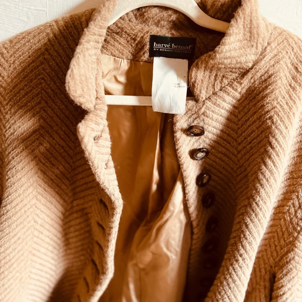 Harve Benard Tan Alpaca Wool and Alpaca Coat Authentic vintage - Picture 9 of 11